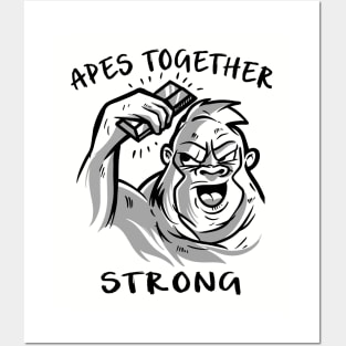 Apes Together Strong Gme Amc Ape Gorilla To the moon Posters and Art